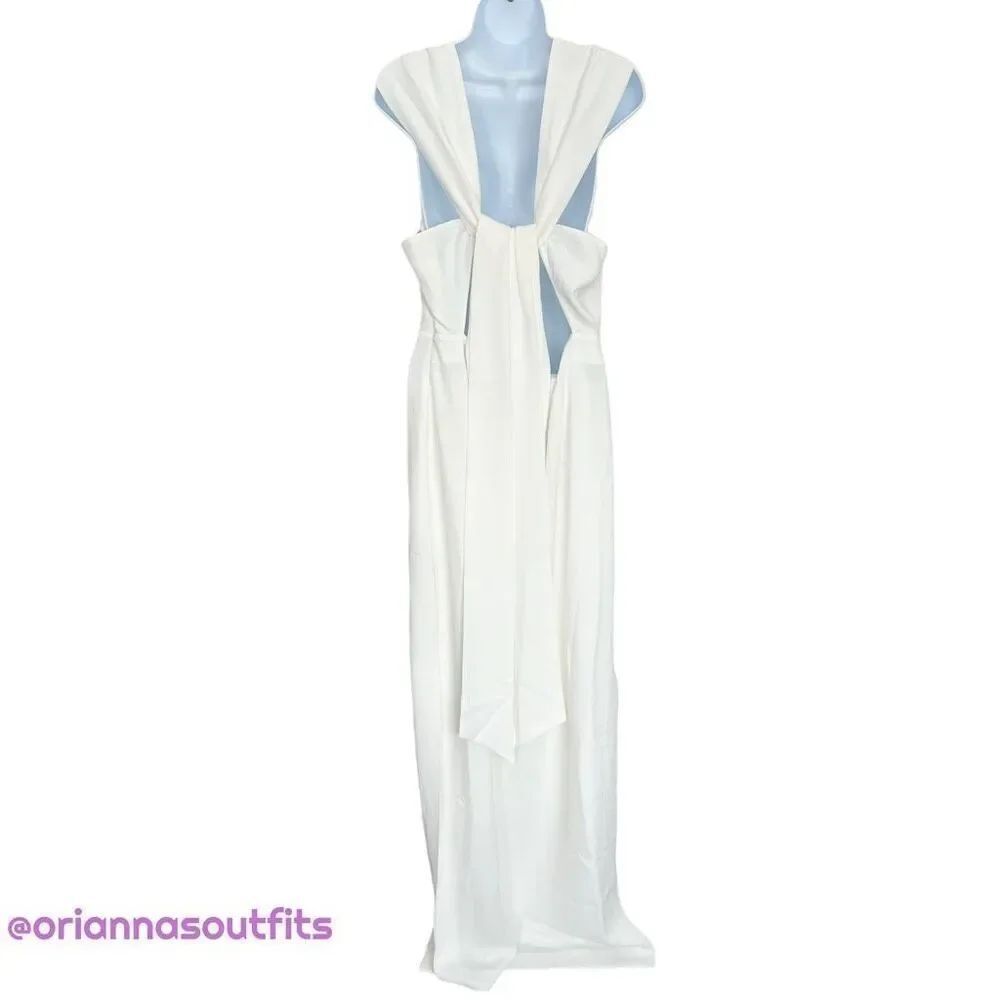 Whistles Women’s Tie Back High Neck Maxi Dress White Size 8 NWT